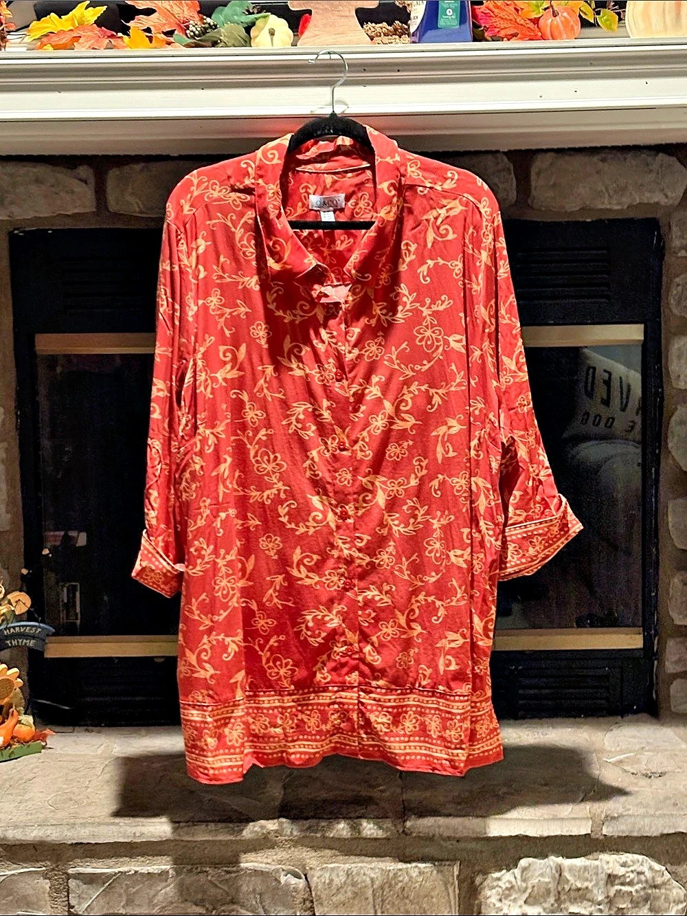 d&co. denim & company Floral Tunic Red & Yellow Size 3X Like New